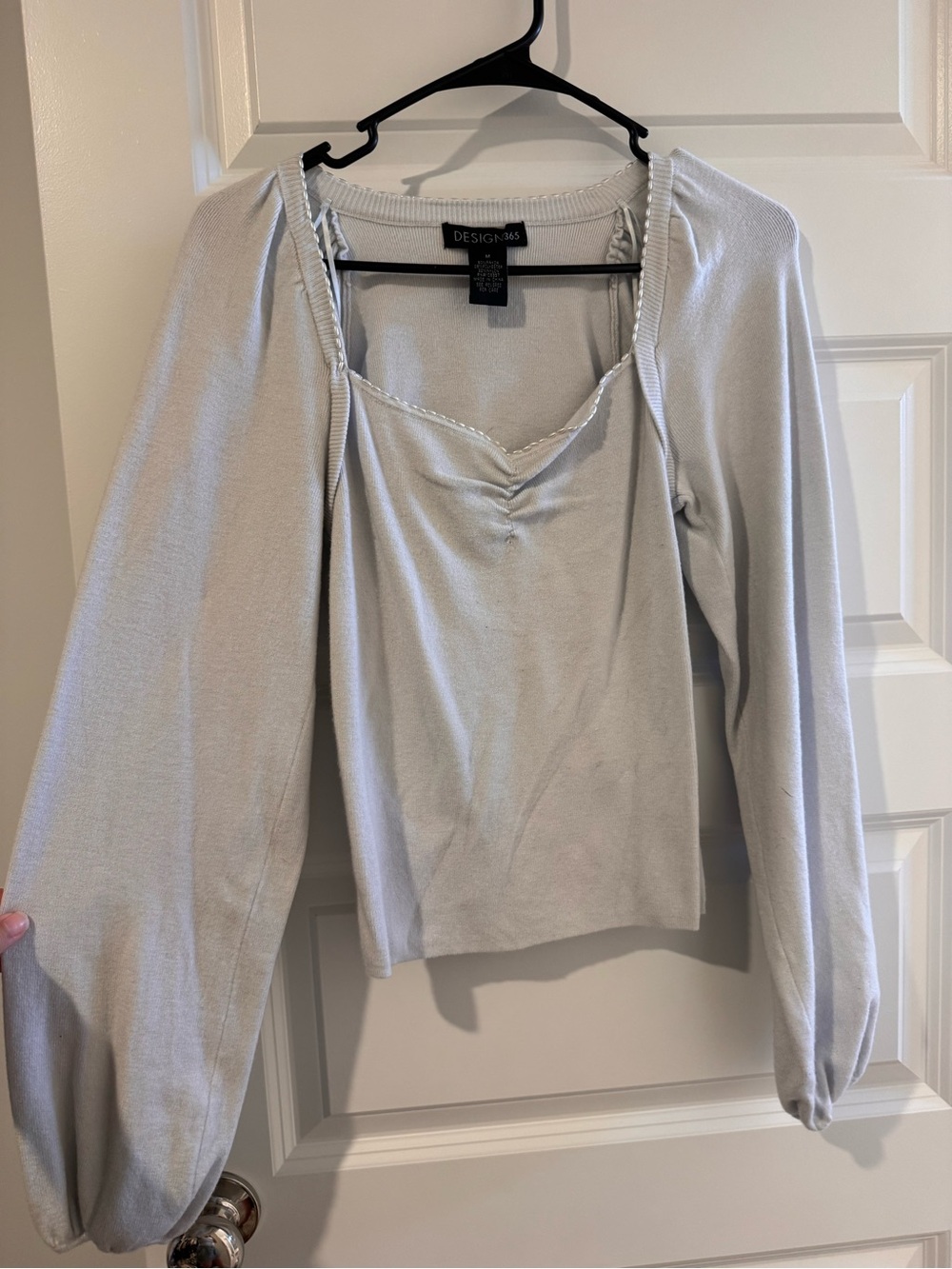 Light Gray Long Sleeve Scoop Neck Top